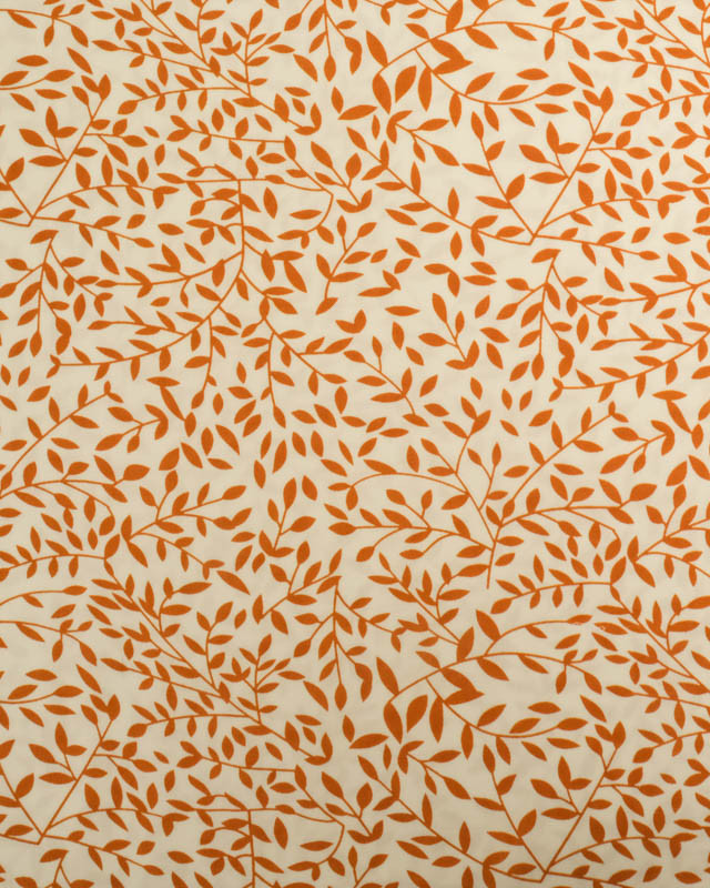 Viscose Impression Digitale Petit Feuillage Caramel - Mercerine
