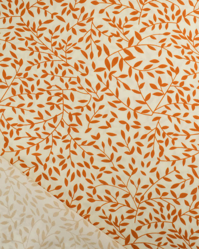 Viscose Impression Digitale Petit Feuillage Caramel - Mercerine