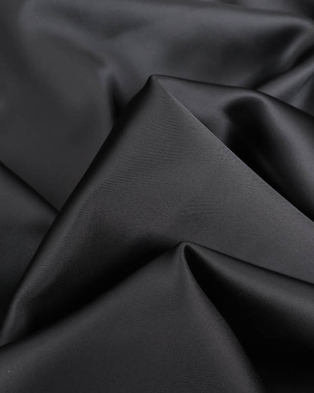 Satin Stretch Uni Noir Eva - Mercerine