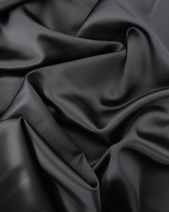Satin Stretch Uni Noir Eva  - Mercerine