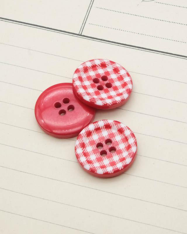 Bouton Vichy Polyester Gravé  - 11 Coloris - Mercerine