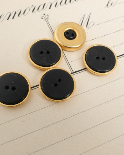 Bouton Noir Contour Doré - 2 tailles - Mercerine