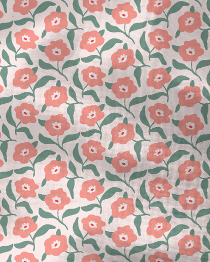 Double Gaze Jolies Fleurs Roses - Mercerine