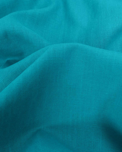 Tissu Lin Ramie Coton Bleu Vert Océan - Mercerine