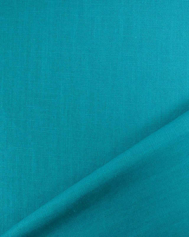 Tissu Lin  Coton Bleu Vert Océan  - Mercerine