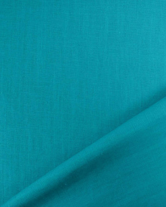 Tissu Lin  Coton Bleu Vert Océan  - Mercerine