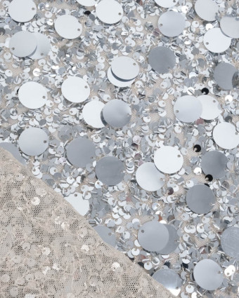 Tissu Sequins Brodés Sur Résille  - 2 Coloris - Mercerine