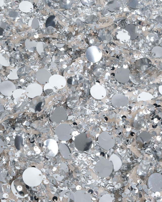 Tissu Sequins Brodés Sur Résille  - 2 Coloris - Mercerine