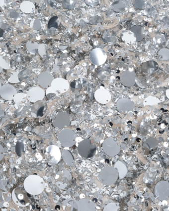Tissu Sequins Brodés Sur Résille  - 2 Coloris - Mercerine