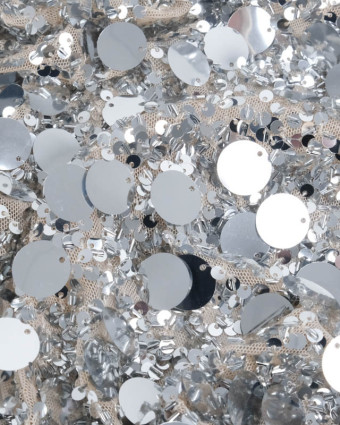 Tissu Sequins Brodés Sur Résille  - 2 Coloris - Mercerine