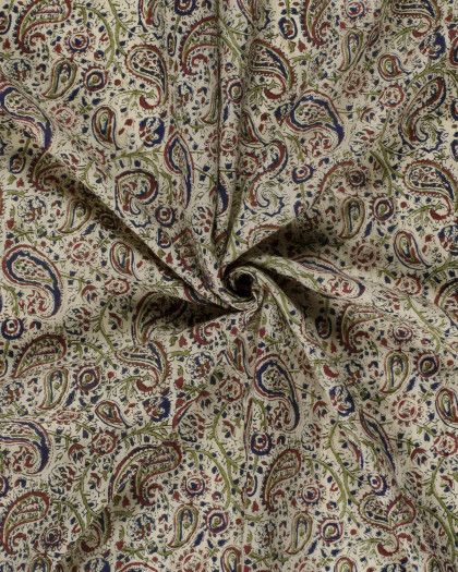 Voile de Coton  Esprit Indien Motif Cachemire Coloré - Mercerine