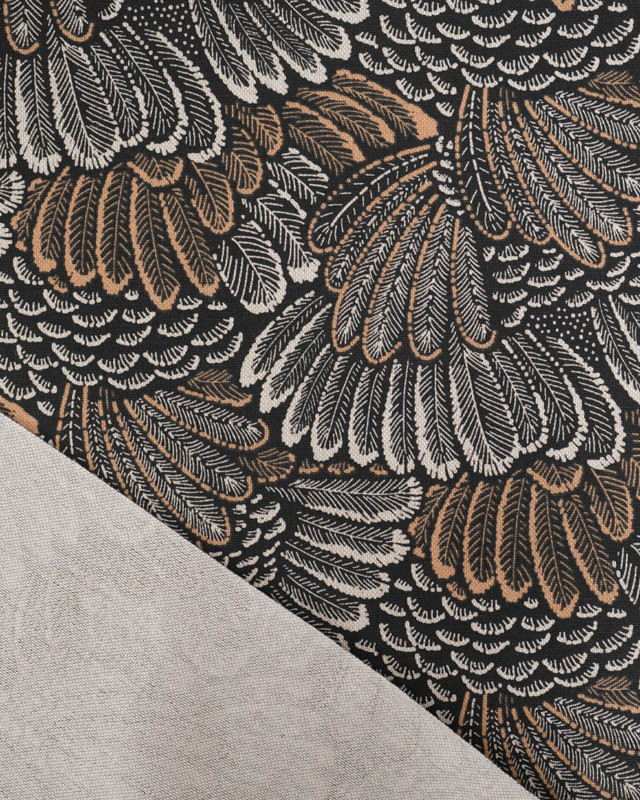 Tissu Effet Lin Noir Plume - Mercerine