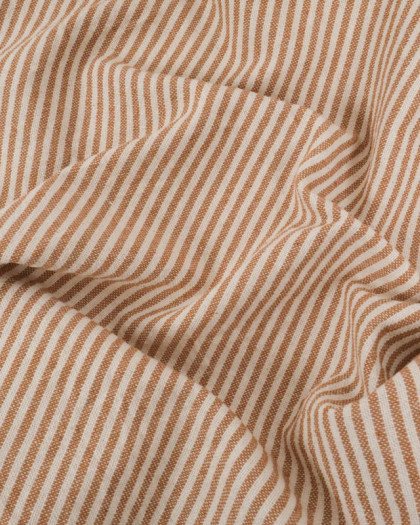 Tissu Coton Epais Tissé Fines Rayures Caramel - Mercerine