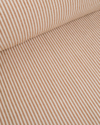 Tissu Coton Epais Tissé Fines Rayures Caramel - Mercerine