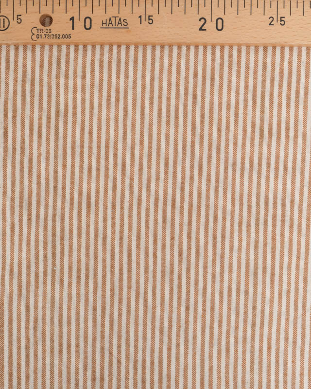 Tissu Coton Epais Tissé Fines Rayures Caramel - Mercerine