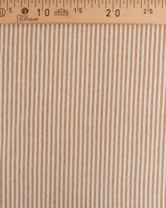 Tissu Coton Epais Tissé Fines Rayures Caramel - Mercerine