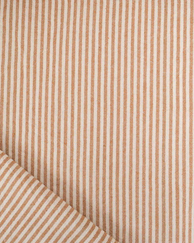 Tissu Coton Epais Tissé Fines Rayures Caramel - Mercerine