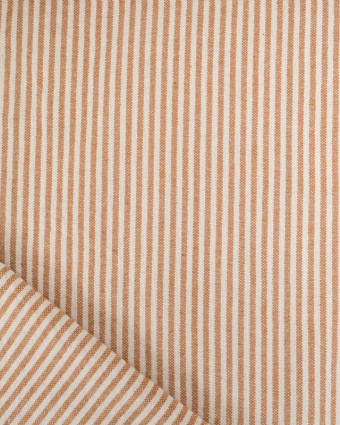 Tissu Coton Epais Tissé Fines Rayures Caramel - Mercerine
