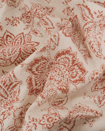 Tissu Coton Epais Tissé Motif Floral Terracotta - Mercerine