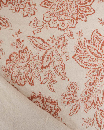 Tissu Coton Epais Tissé Motif Floral Terracotta - Mercerine