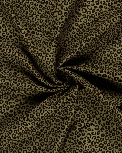 Tissu Short de Bain Déperlant Kaki Petit Motif Léopard - Mercerine