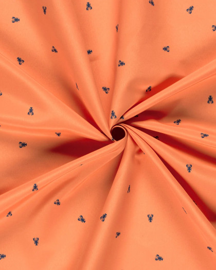 Tissu Short de Bain Déperlant Corail Imprimé Homard - Mercerine