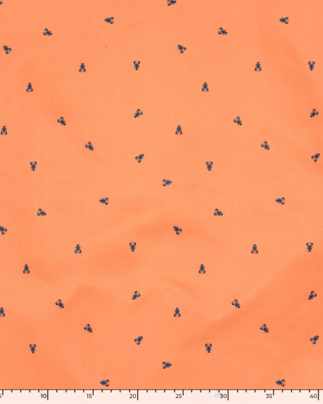 Tissu Short de Bain Déperlant Corail Imprimé Homard - Mercerine