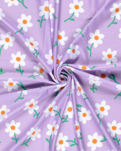 Tissu Maillot de Bain Lilas Petites Marguerites - Mercerine