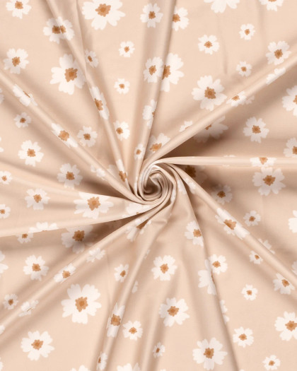 Tissu Maillot de Bain Fleuri Rose Nude - Mercerine