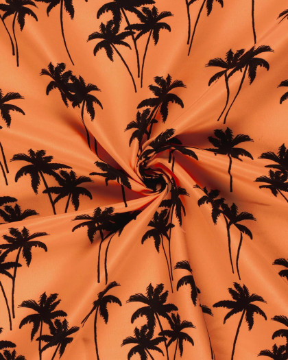 Tissu Short de Bain Déperlant Corail Imprimé Palmier - Mercerine
