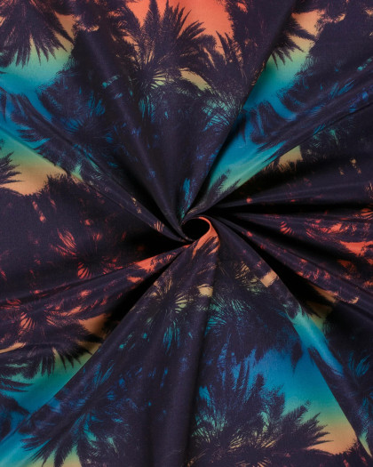 Tissu Short de Bain Déperlant Sunset Palmier - Mercerine