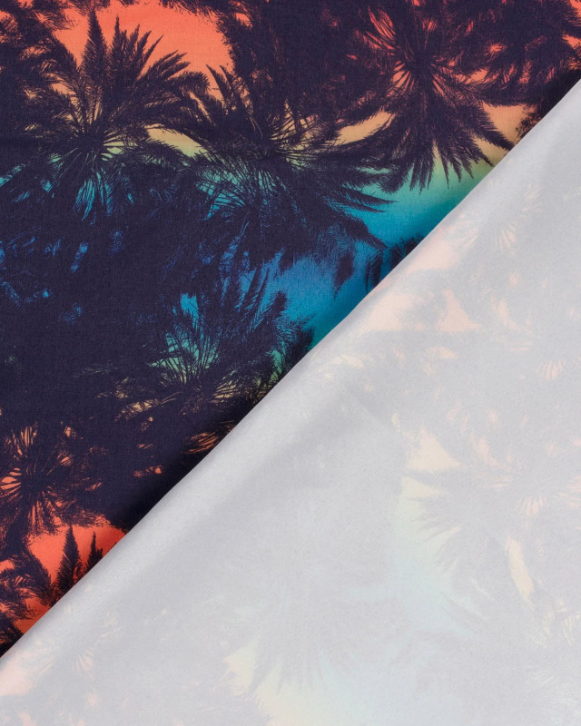 Tissu Short de Bain Déperlant Sunset Palmier - Mercerine