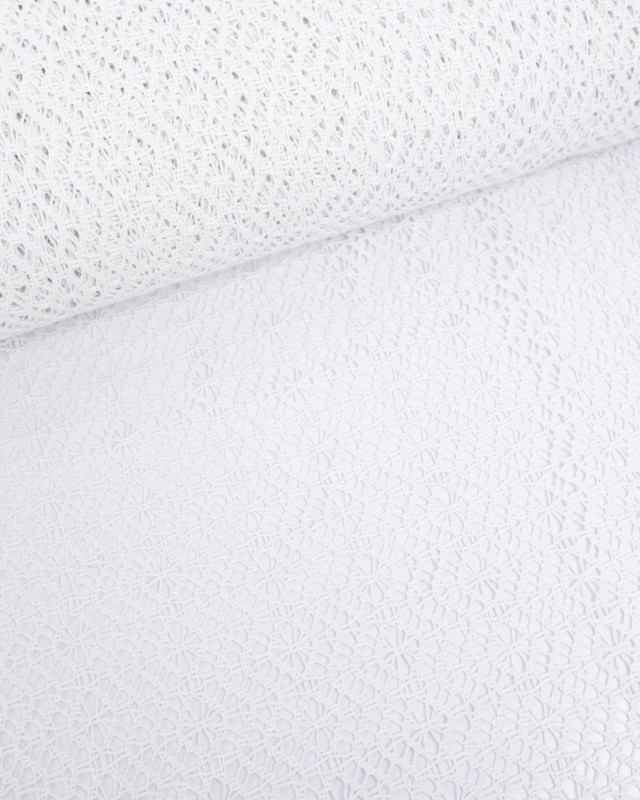 Tissu Crochet Wavy Blanc - Mercerine