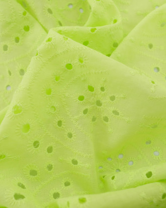Tissu Broderie Suisse Colorée Vert Fluo - Mercerine