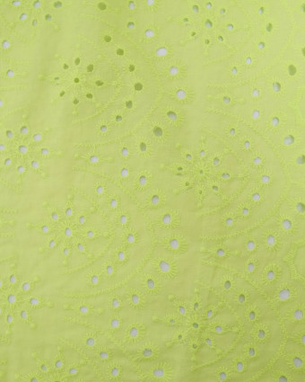 Tissu Broderie Suisse Colorée Vert Fluo - Mercerine
