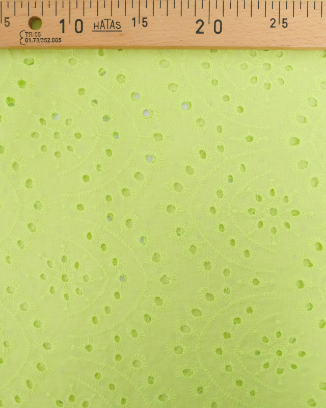 Tissu Broderie Suisse Colorée Vert Fluo - Mercerine