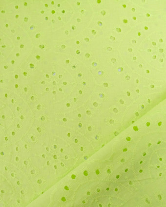 Tissu Broderie Suisse Colorée Vert Fluo - Mercerine