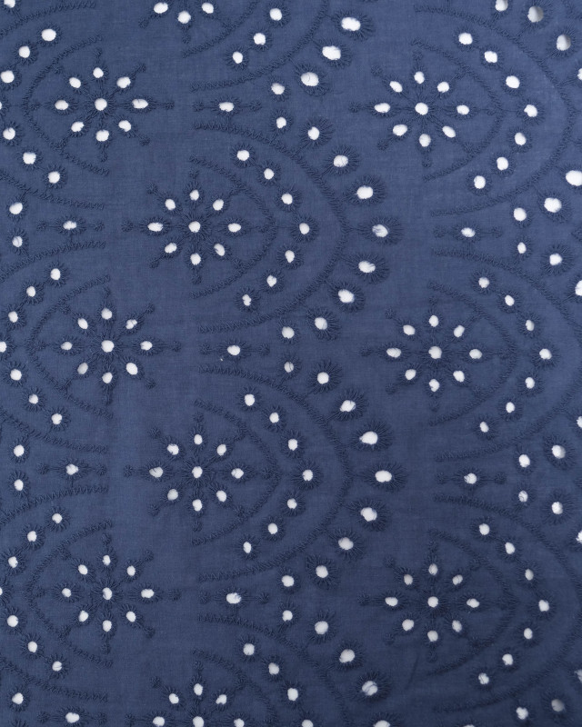 Tissu Broderie Suisse Colorée Indigo - Mercerine