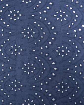 Tissu Broderie Suisse Colorée Indigo - Mercerine