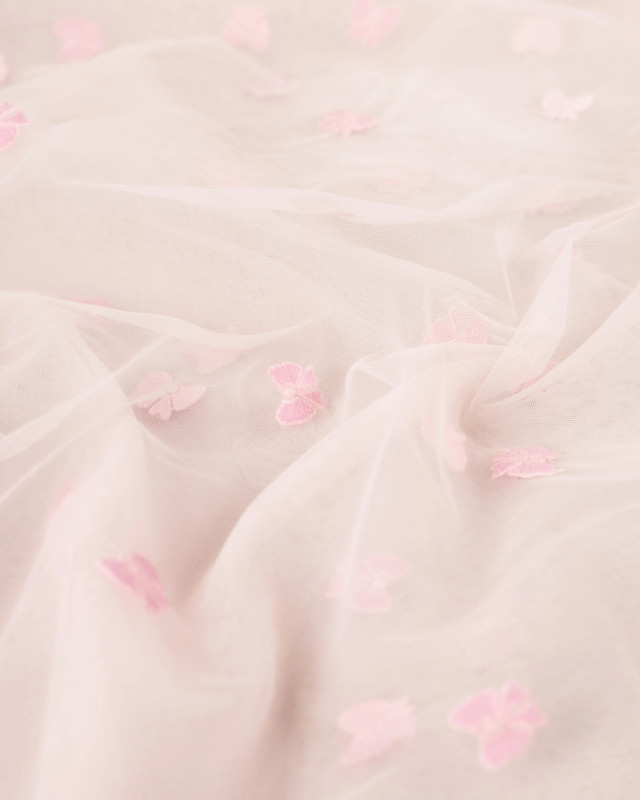 Tulle Rose Pastel Petits Nœuds Roses  - Mercerine