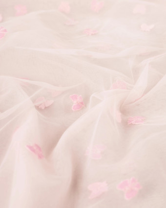 Tulle Rose Pastel Petits Nœuds Roses  - Mercerine