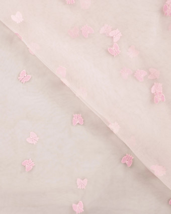 Tulle Rose Pastel Petits Nœuds Roses  - Mercerine