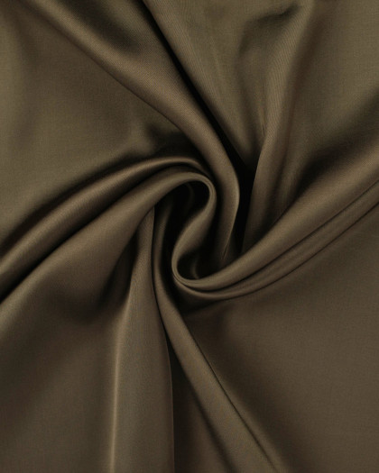 Satin de Viscose Uni Vert Kaki - Mercerine