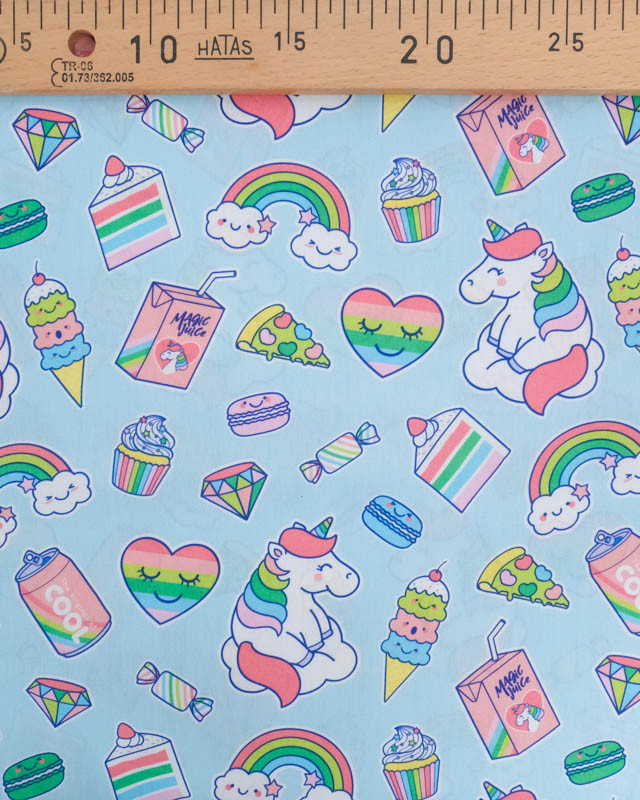 Popeline de Coton Licorne Pop Bleu - Mercerine