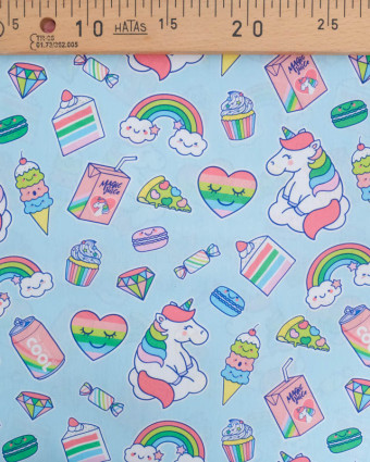 Popeline de Coton Licorne Pop Bleu - Mercerine