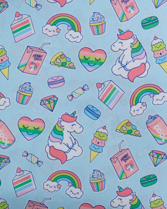 Popeline de Coton Licorne Pop Bleu - Mercerine