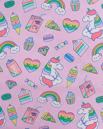 Popeline de Coton Licorne Pop Rose - Mercerine