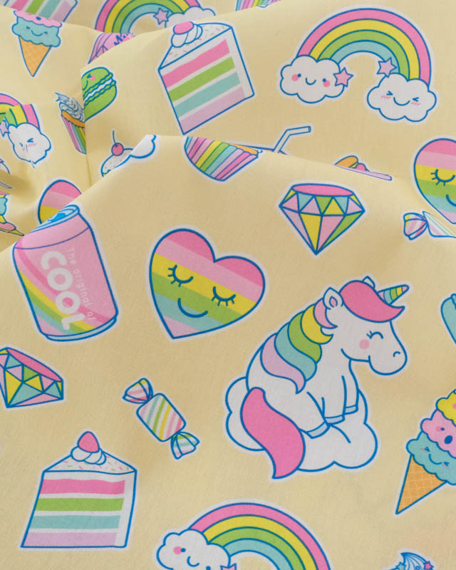 Popeline de Coton Licorne Pop Jaune - Mercerine