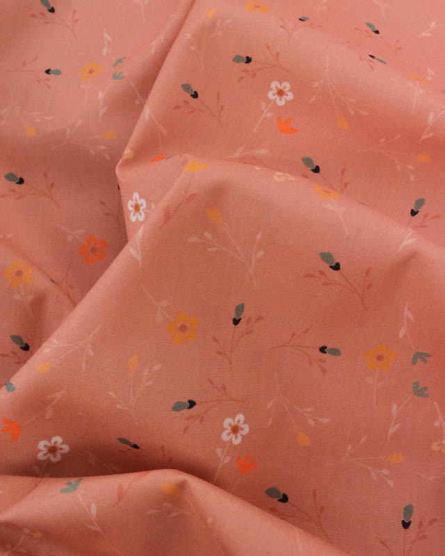 Popeline de Coton Floralie Rose Ancien - Mercerine
