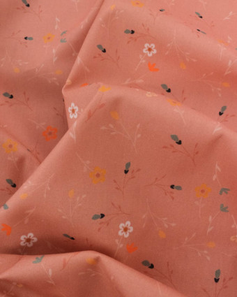 Popeline de Coton Floralie Rose Ancien - Mercerine